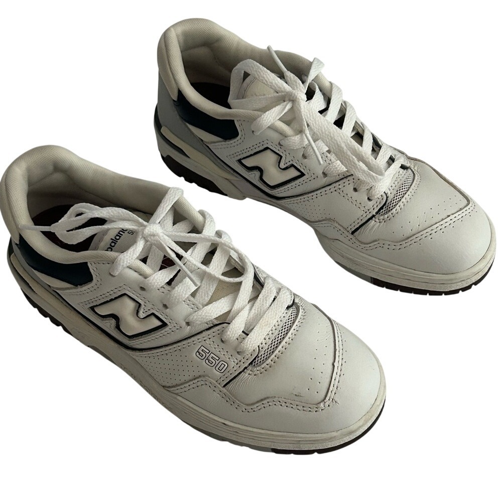 New Balance 550 White Natural Indigo Burgundy lace up lsneaker Size 5